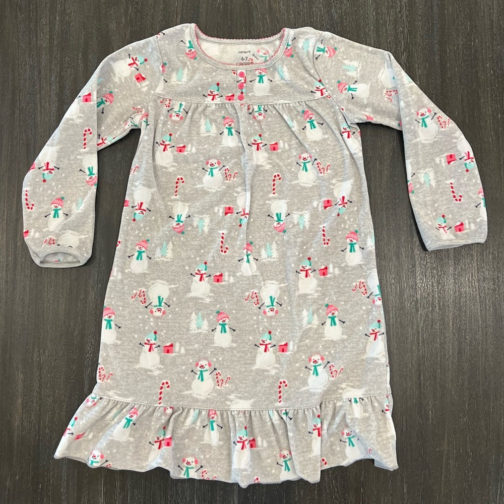 Carters Snowman Girls Nightgown 6/7